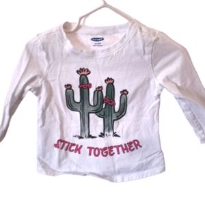 old navy baby girl 12-18 months long sleeve white shirt says stick together